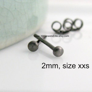 Blackened nail stud earrings, tiny black gold stud earrings, cartilage earring, helix stud earring, men's earrings, 2mm nail it down, 420 2B