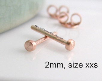 Buffed dragonfruit stud earrings, small stud earrings, rose gold plated sterling silver, cartilage earring,  2mm tiny stud earrings, 4202R