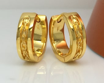 Pendientes de aro para hombre, aros amarillos con personalidad, pendientes para hombre, regalos para él, E149SY