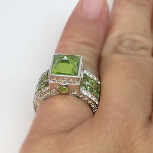 Peridot ring, hills of Ireland wedding ring, August birthstone ring, peridot ring silver, engagement ring, green peridot ring image 3