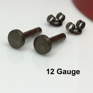 12 gauge earring, dusty charcoal men's stud earrings, 12 gauge cartilage earring, gauge stud earrings, black stud earrings, 420 MB 12G