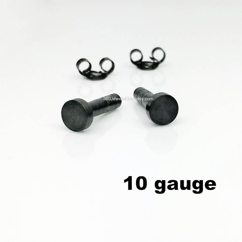 10 Gauge Post Earrings for Men Black Men's Stud Earrings Etsy Norway