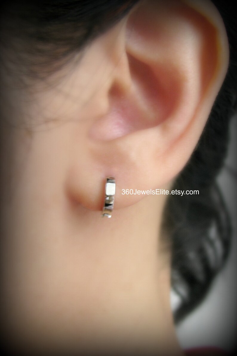 Cartilage earring, polaris galaxy hoop earring, helix hoop earring, gauge hoop earring, small hoop, 14K white gold hoop, E009SW image 4