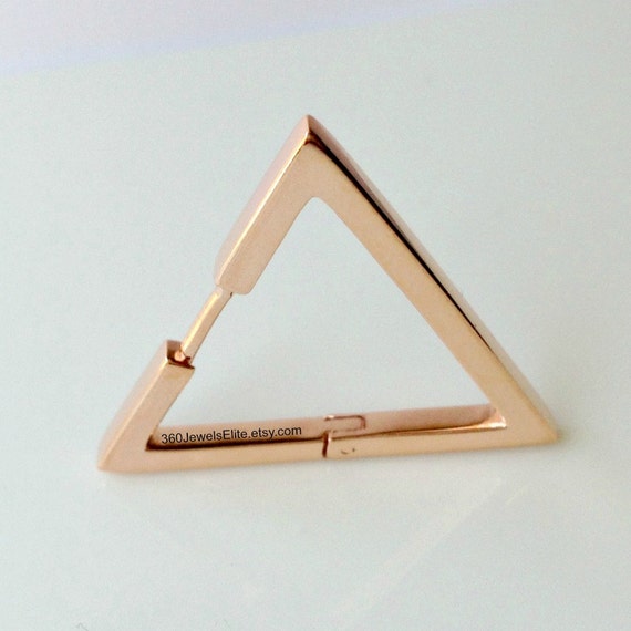 Triangle Hoop Earring for Men Large Hoops Rose Gold Plated
