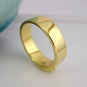 Wide wedding band, yellow gold plated ring, faithfully yours wedding ring, wide gold ring, simple gold band,  6mm vermeil gold ring