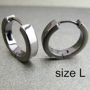 Men's Hoop Earrings - Men's Earrings - Black Gold Hoop Earrings - Male Etsy Earrings - Earrings for Guys - Large Polished Hoop E190SB