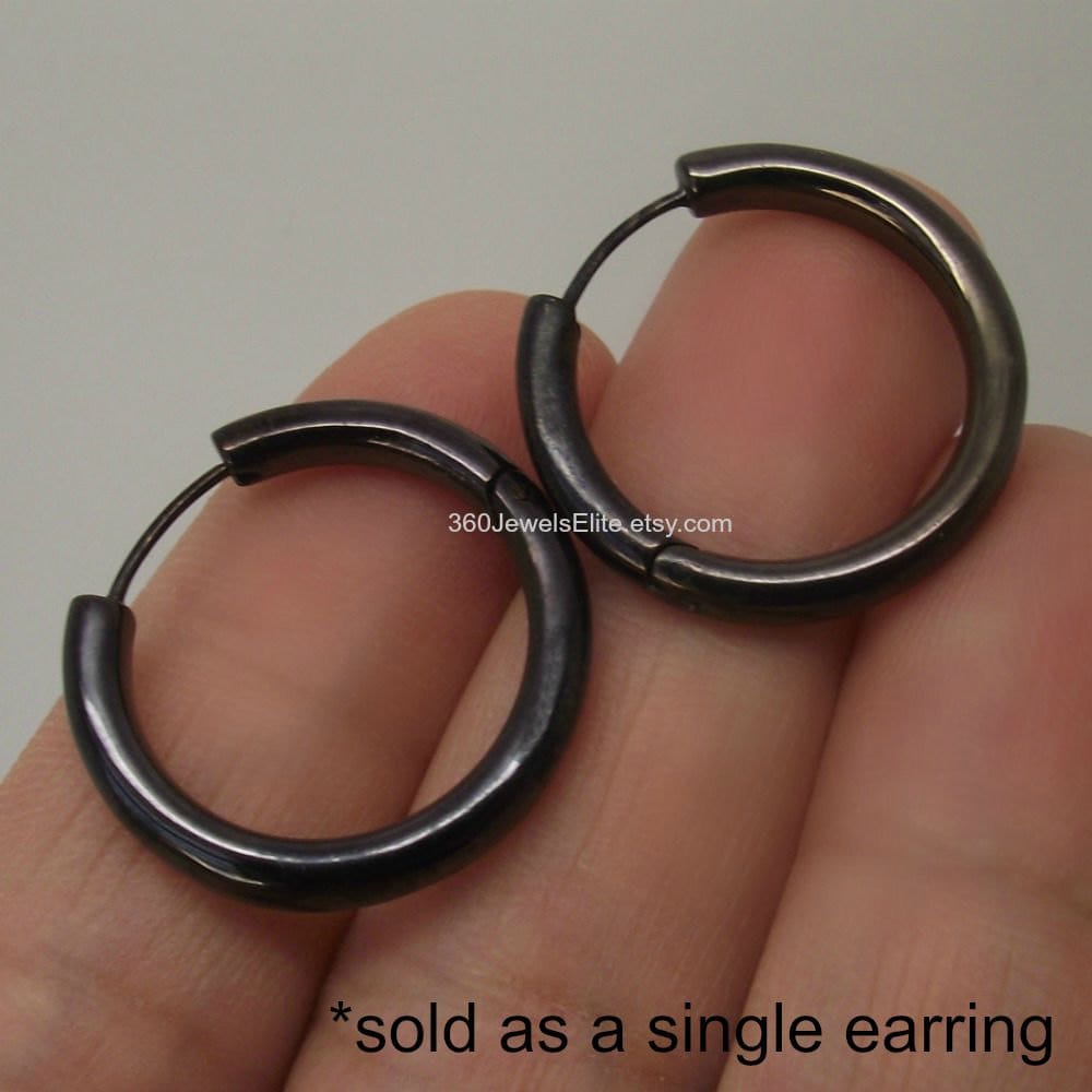 Mens black deals titanium hoop earrings