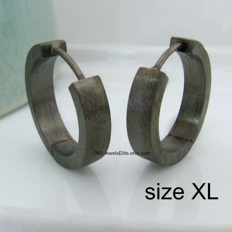 XL Black Hoop Earrings For Men Guys Earrings Men's Etsy