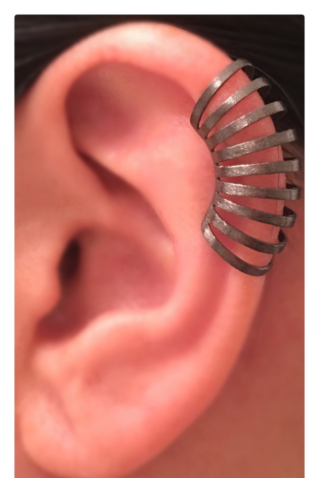 Men's Ear Cuff, Black Turbine Coil Ear Cuff, Men's Earrings, Men's Stud