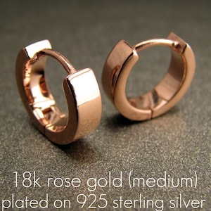 Herren-Creolen in Roségold poliert, Herren-Creolen, Huggie-Creolen für Männer, handgefertigt aus Sterlingsilber, E150SR