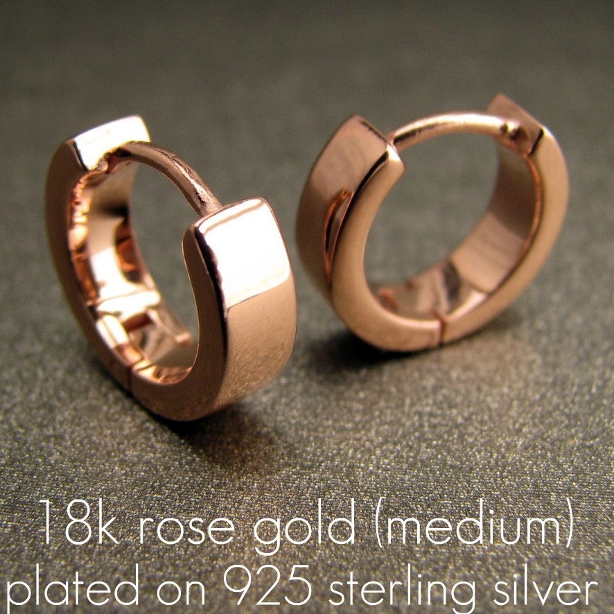 Buy Men s Hoop Earrings in a Rose Gold Polished Finish Men s