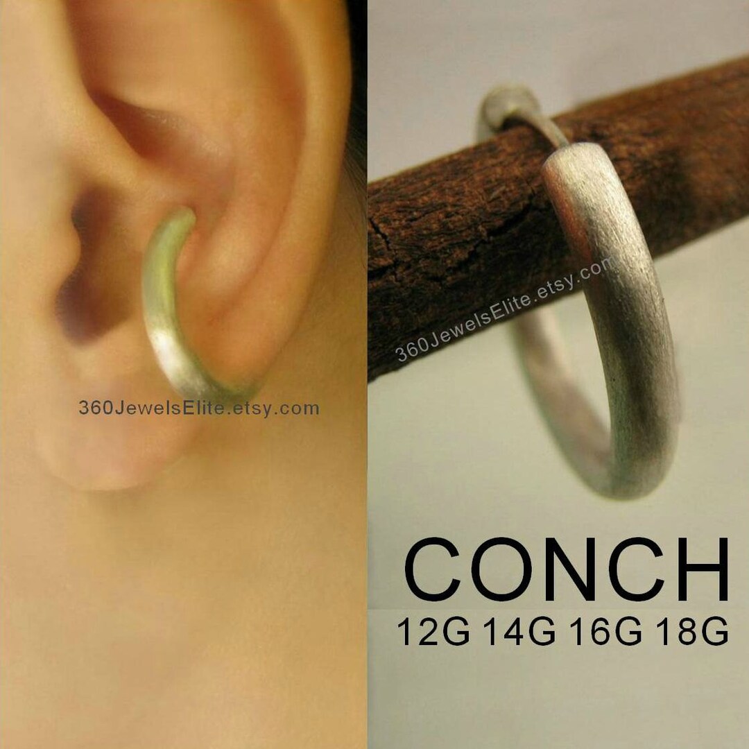 Large Conch Earring Gauge Piercing Earring for Men 925 Sterling Silver