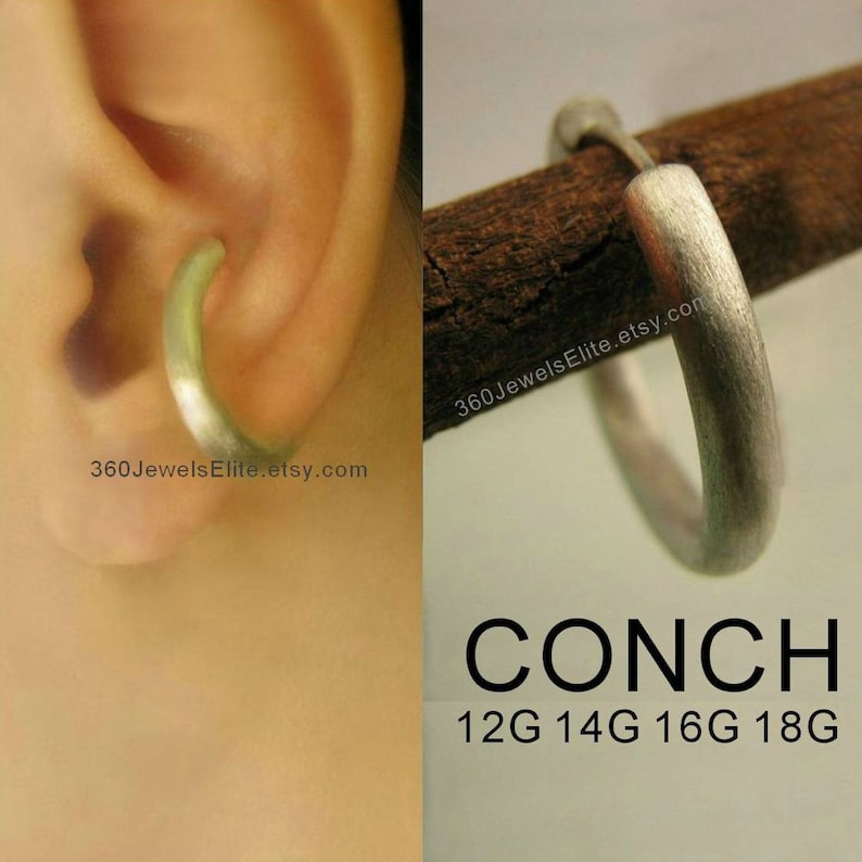 Large Conch Earring Gauge Piercing Earring for Men 925 Etsy