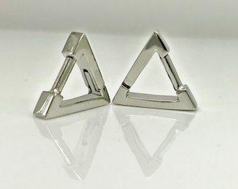 LISTADO PERSONALIZADO : Pendientes de aro triangulares de 12G chapados en oro rosa - E234SR 12G - Pedido personalizado para R Katz