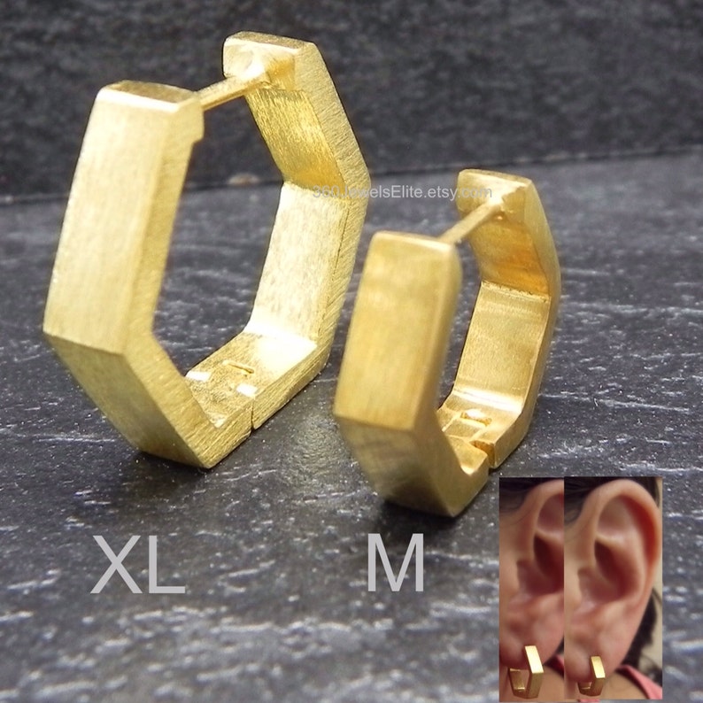 Pendientes de aro geométrico para hombre oro amarillo de 18 Etsy España