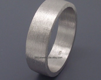 Men's Wedding Band -5-6mm silver wedding band - White Gold Ring - Men's gold ring - Men's Etsy Ring - Matte Silver Ring