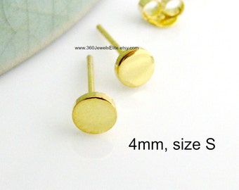 Men's stud earrings - men's earrings studs - 4mm flat disc stud earrings - fake gauge earring - fake plug studs -  Nail it Down 420 4SY