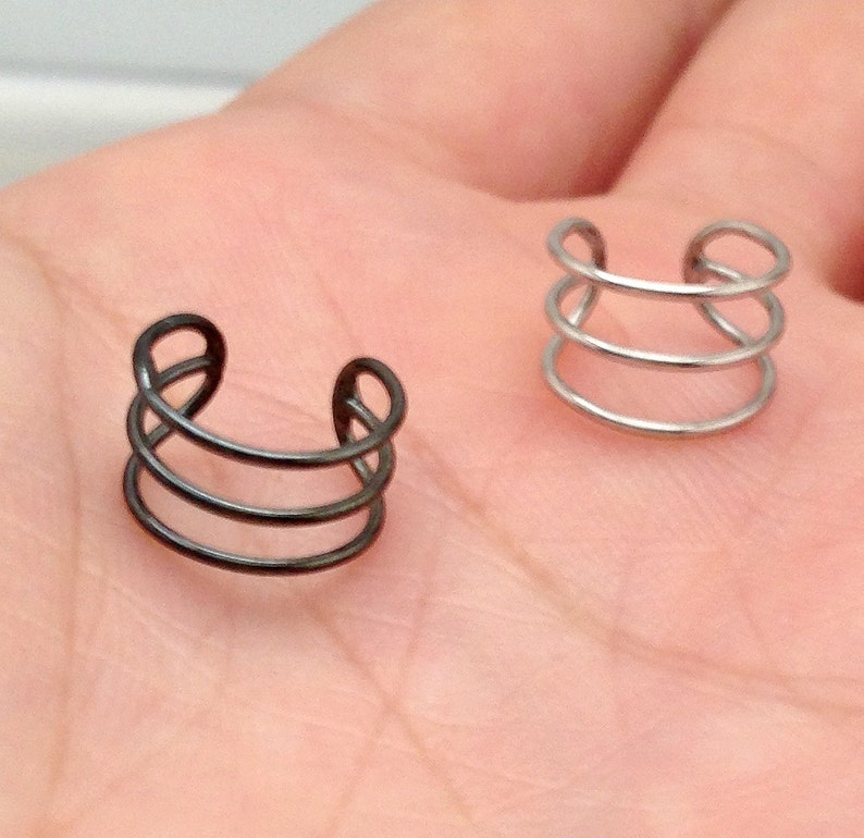 Triple Silver Bar Ear Cuff Men's Ear Cuff Sterling Etsy