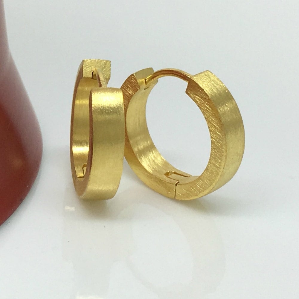 Men's hoop earrings citron gold hoop earrings for men Etsy