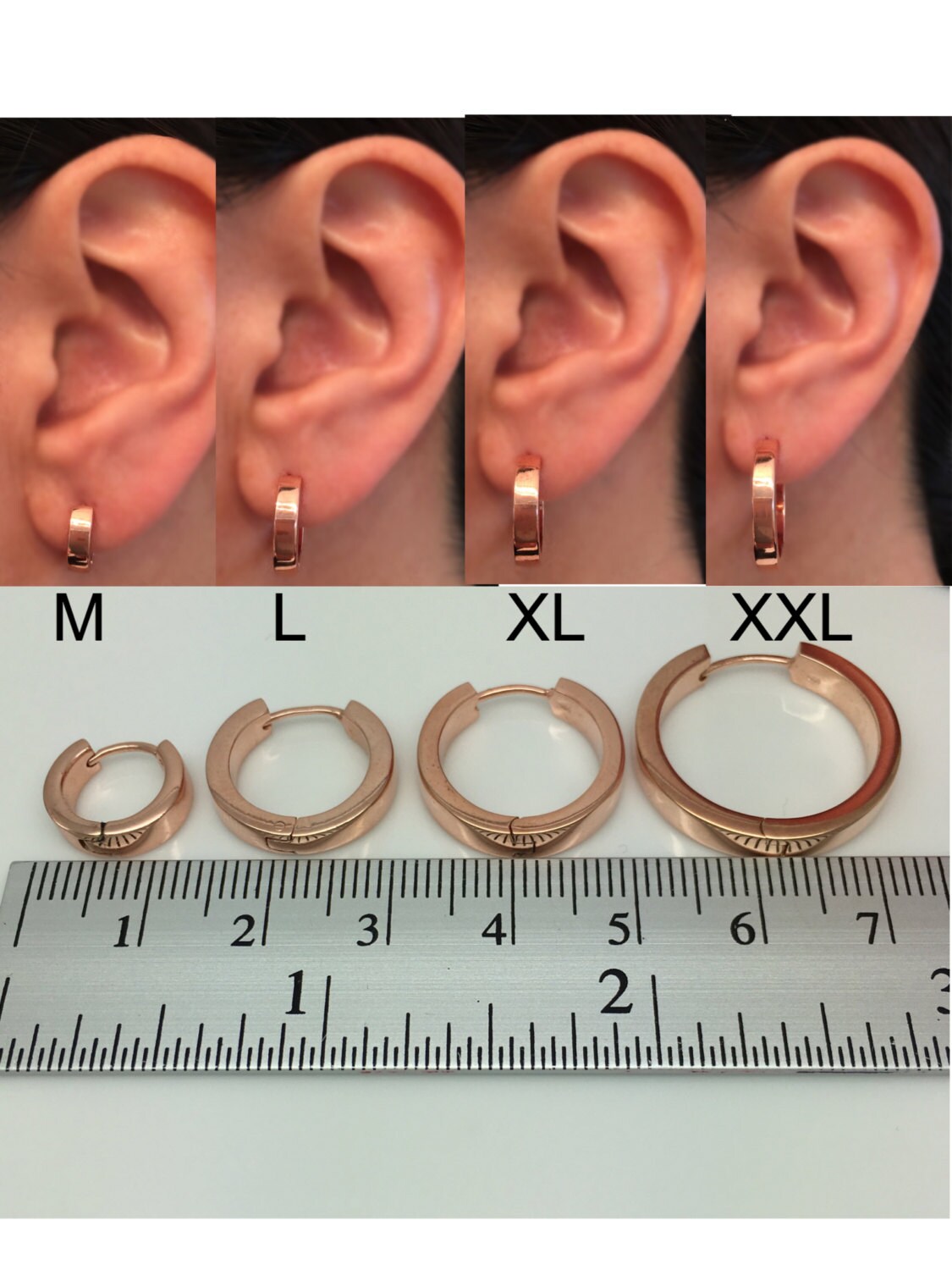 12 Gauge Rose Gold Hoop Earrings 12G Men s Earrings Gauged Hoop