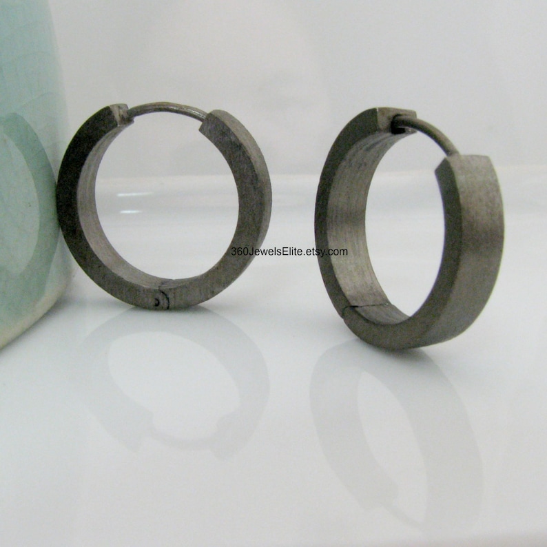 XL Black Hoop Earrings For Men Guys Earrings Men's Etsy