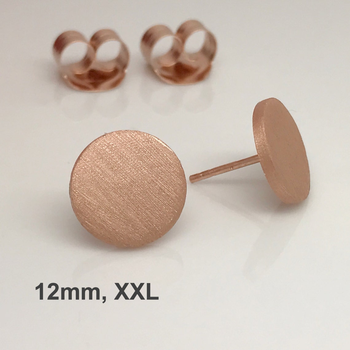 Rose Gold Disc Stud Earrings Extra Large Matte Rose Stud Etsy