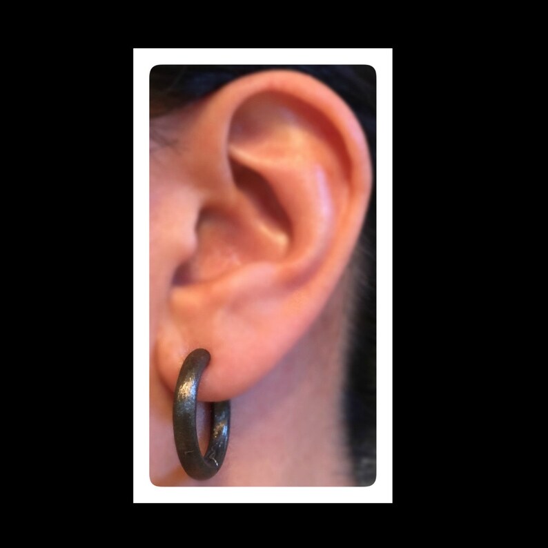 Rounded Hoop Earrings for Men Extra Large Black Hoop Etsy