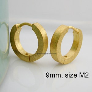 Mens Earrings, Yellow Galaxy Mens Hoop Earrings, Yellow Gold Earrings, Pair or Single Earring, Medium Hoop Modern Slim E140MY