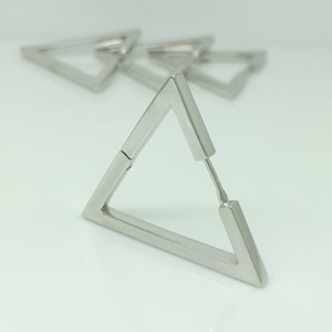 Polished sterling silver triangle hoop earring, men&#39;s hoop earrings, triangle conch earring, men&#39;s earring, unique hoop earrings, E235SW