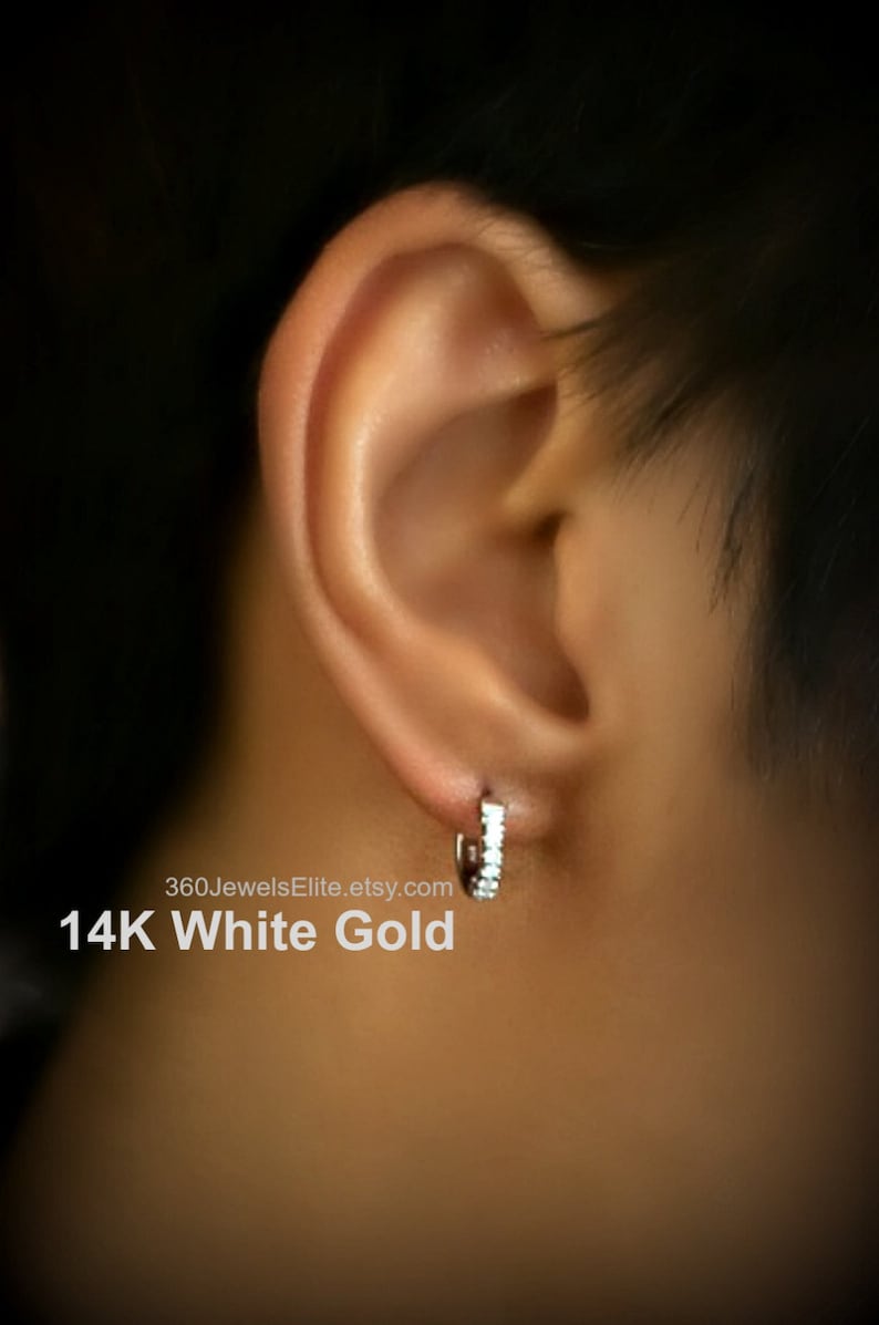 8mm Diamond Cartilage Hoop Earrings for Men Upper Ear Hoop Etsy