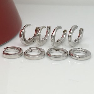 Continuum gauge cartilage hoop earring, solid white gold hoop, cartilage earring gold, 18 gauge, 16 gauge, 14 gauge, men&#39;s hoop, E007SWG