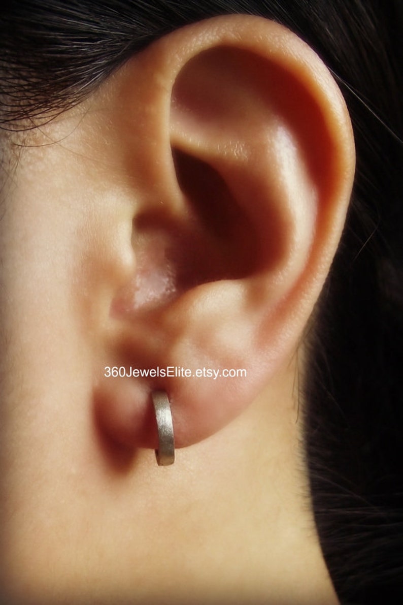 14 Gauge Hoop Earrings Matte Silver 14 Gauge Cartilage Etsy