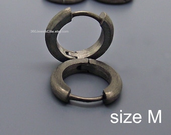 Charcoal grey curved hoop earrings, mens hoop earrings, men's earrings, rounded hoop earrings, tragus hoop, dome hoops, E156MB