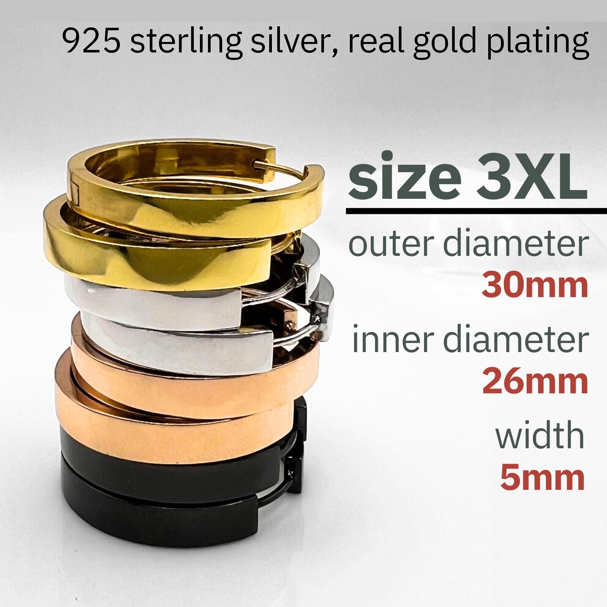 Orecchini Triplo Giro In Argento Sterling 925 Placcato Oro Giallo: Tubo Sottile, Peso 1.8g