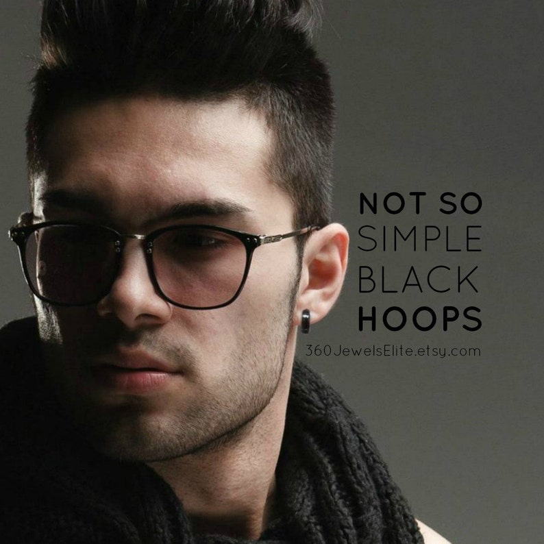 18 gauge hoop earring gauged hoop earrings 18 gauge cartilage men/'s hoop earrings gauge conch E191 18G halved black hoop earrings