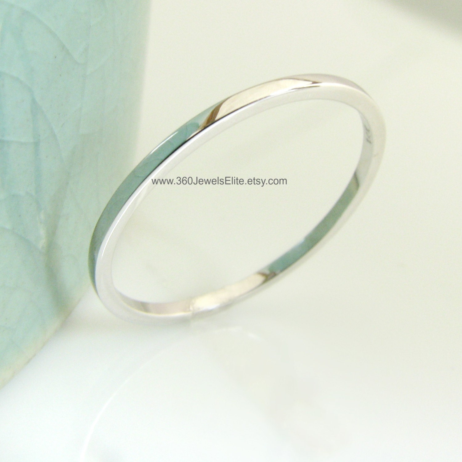 Anello in oro bianco massiccio 14K lucido distanziatore quadrato piatto impilabile 1 mm fede nuziale sottile promessa di anniversario di matrimonio promozione Etsy Italia