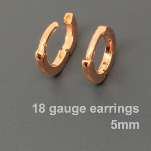 18 gauge cartilage hoop earrings, solid rose gold cartilage earring, tiny hoop earrings, cartilage earring, helix hoop, E007SR 18G