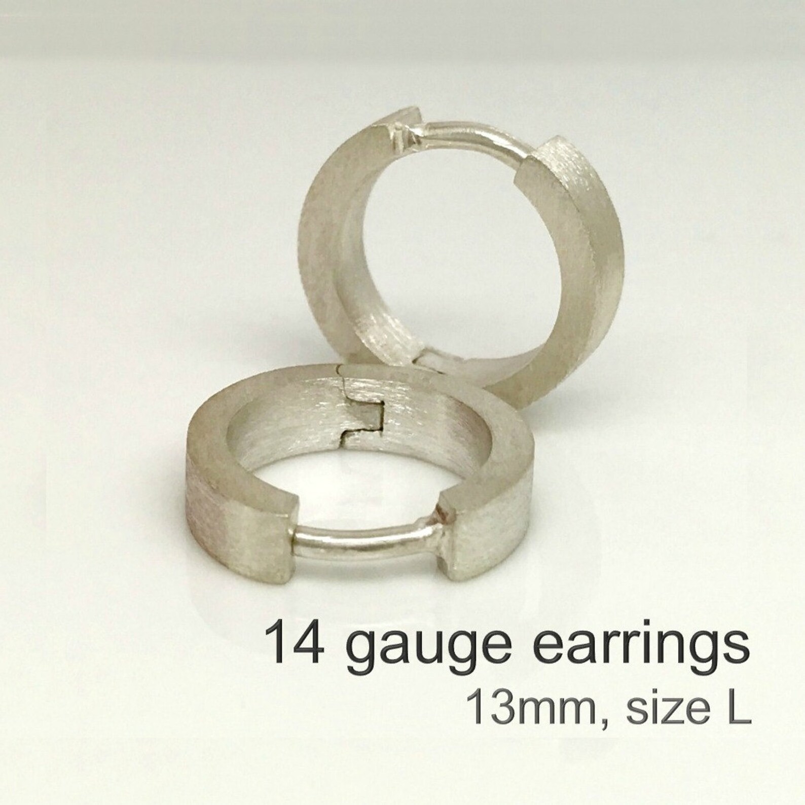 14 Gauge Silver Hoop Earrings Men's Gauged Earrings 14G Etsy