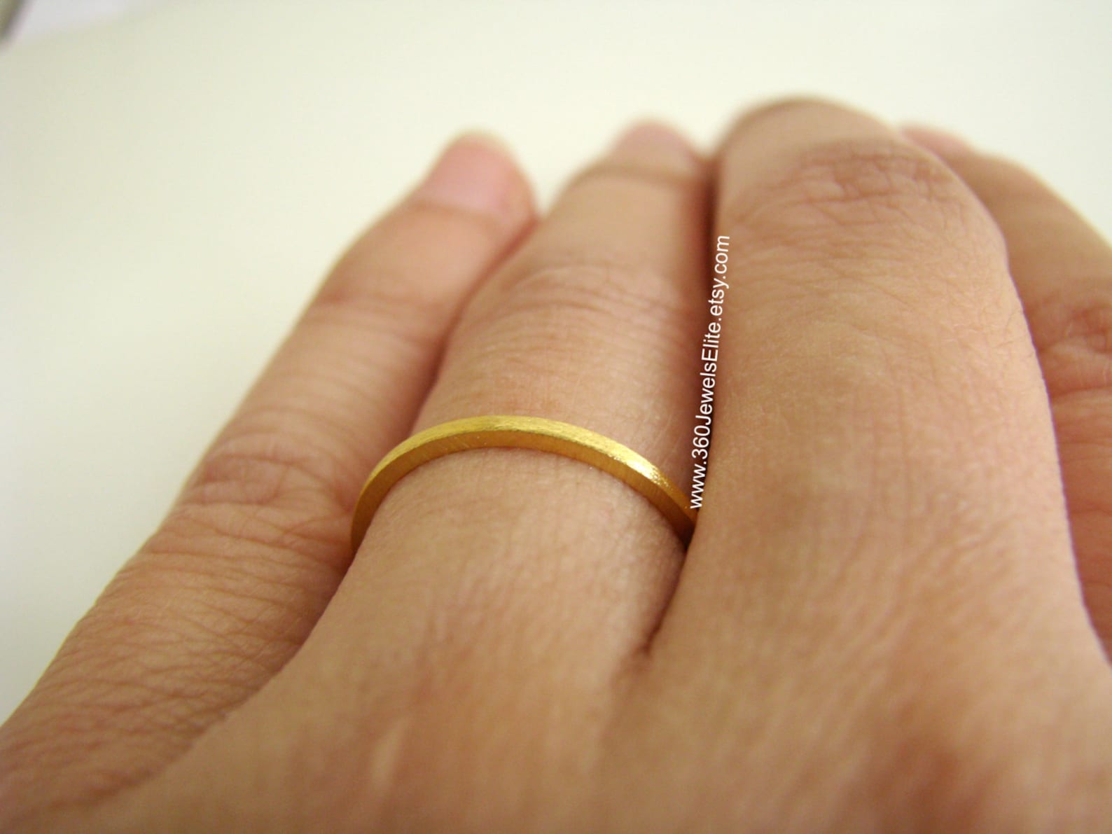 Spacer Ring 14K Solid Yellow Gold Tiny 1mm Band Brushed Etsy