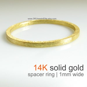 1.5mm Thin Yellow Gold Band, 10K 14K 18K Solid Gold, Square Tiny Plain Midi Knuckle Band, Flat Ring Spacer, Ring Divider, Ring Guard