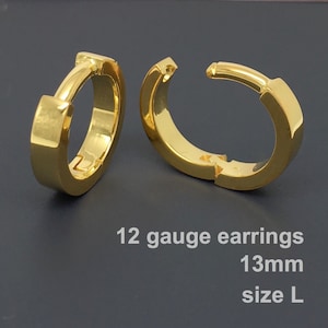 12 gauge earrings, men's hoop earrings, gauged hoop earrings, gauge cartilage earrings, gold hoop earrings, 12G conch earrings, E190SY 12G