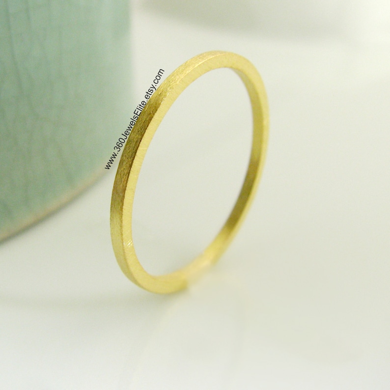 Spacer Ring 14K Solid Yellow Gold Tiny 1mm Band Brushed Etsy