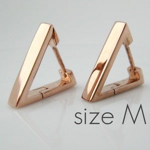 Hoop Earrings - 18K Rose Gold Plated Over 925 Sterling Silver - Unique Mens Earrings - Triangle (E233SR)