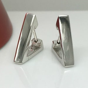 Men&#39;s hoop earrings, small geometric triangle hoop earrings for men, white gold hoop earrings, hoop earrings for men, men&#39;s earrings, E234SW