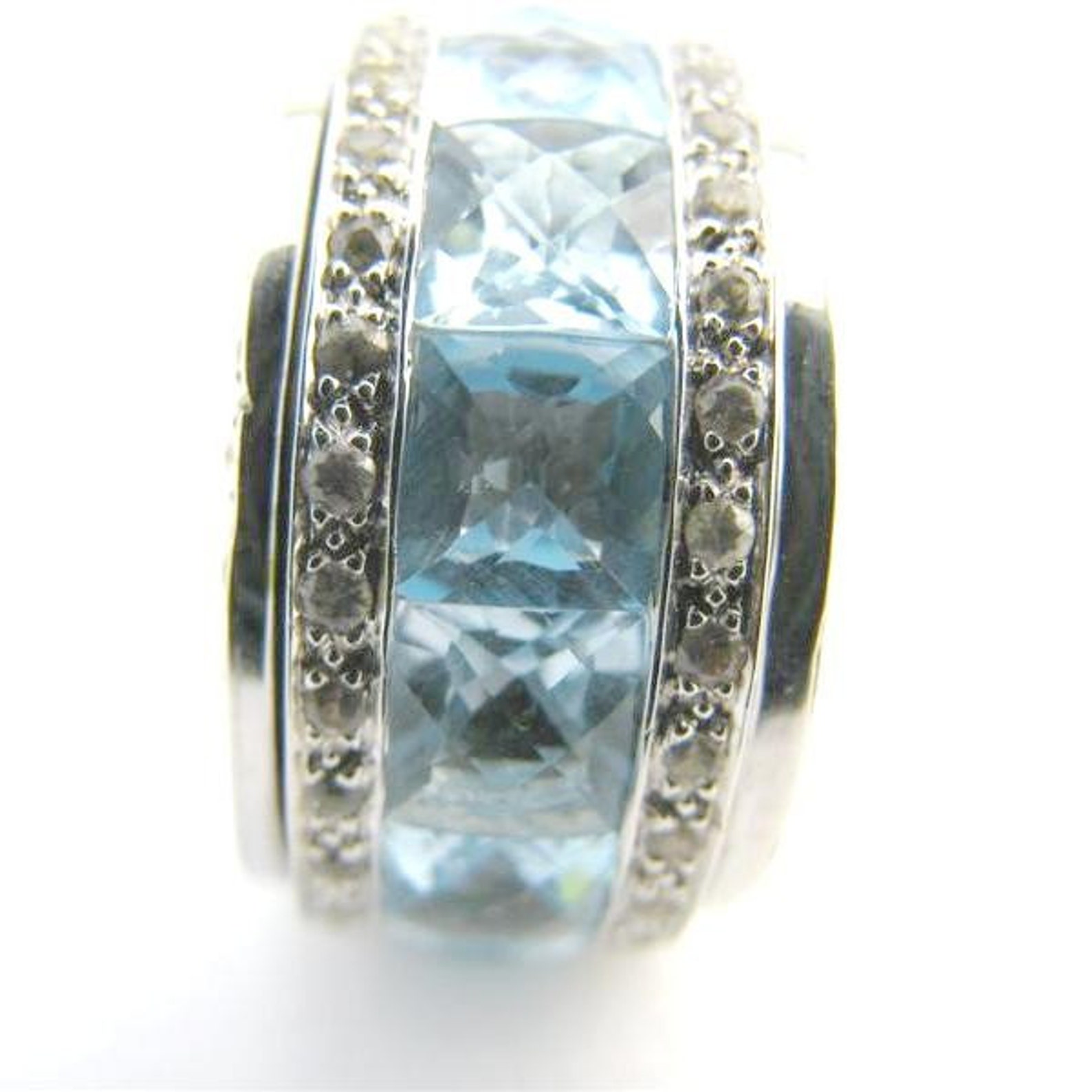 Spinner Ring Blue Topaz Extra Large Eternity Ring December Etsy