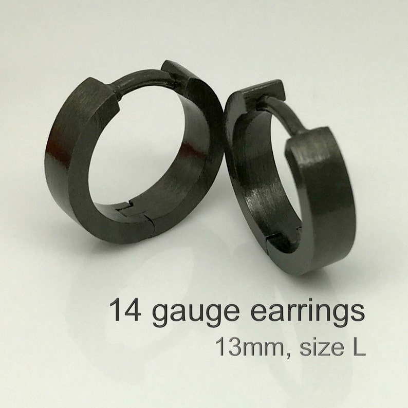 14 gauge cartilage earrings in obsidian night men's hoop Etsy