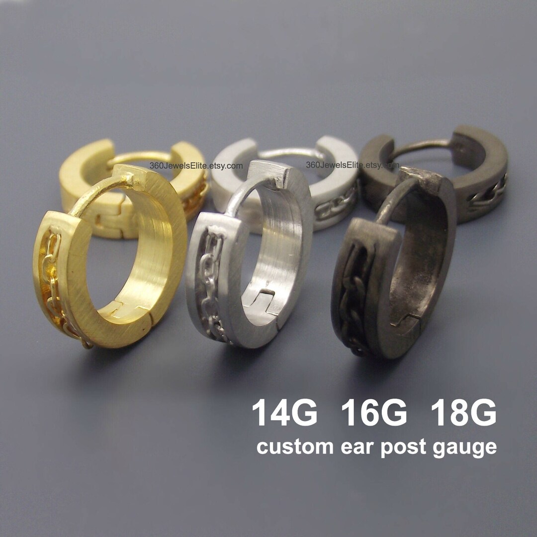 18 Gauge 16 Gauge 14 Gauge Hoop Earrings for Men Medium Hoop Earrings