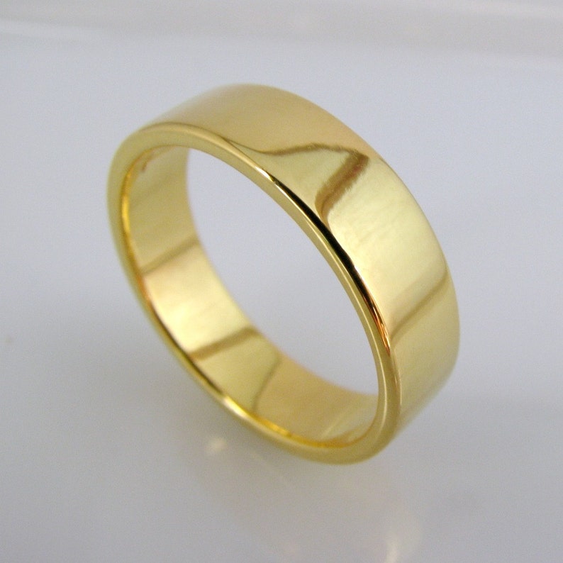 5mm 14K Solid Yellow Gold Wedding Band Modern Flat Square - Etsy