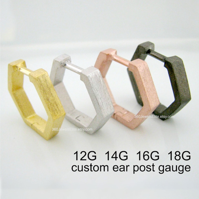 Gauge Earring Geometric Hexagon Hoop Earrings Men's Hoop Etsy Canada