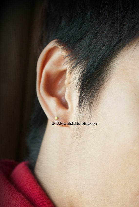 16 Gauge Gold Stud Earring Gauged Stud Earrings Mens Stud